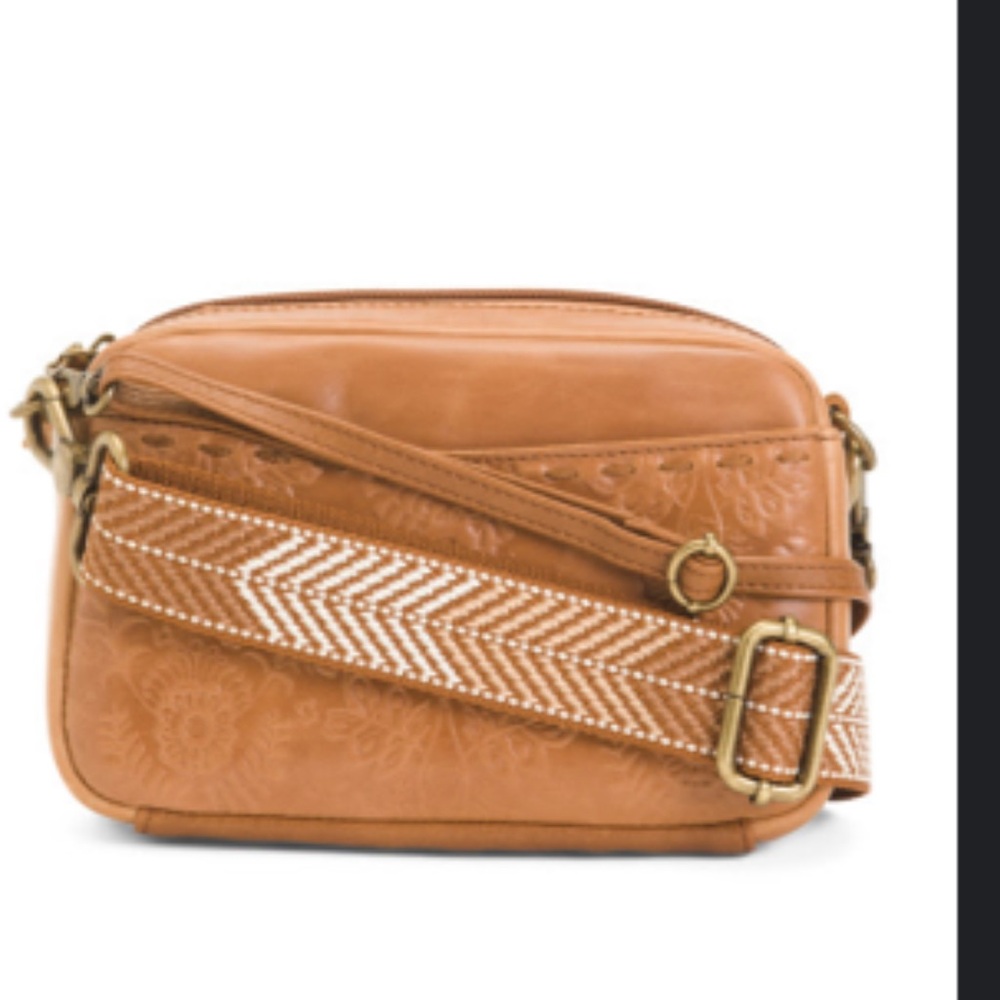 The SAK Brown embossed crossbody western brown